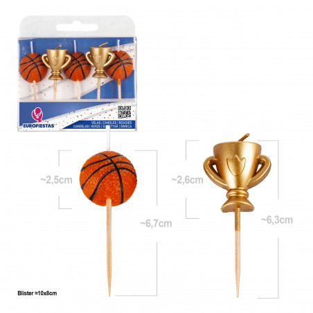 Bougies Décoratives de Basketball et Trophée Pack de 5 pour Gâteaux et Fêtes Thématiques