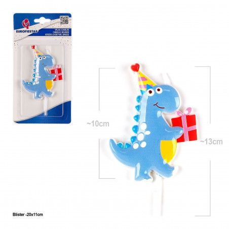 Bougie dinosaure bleue