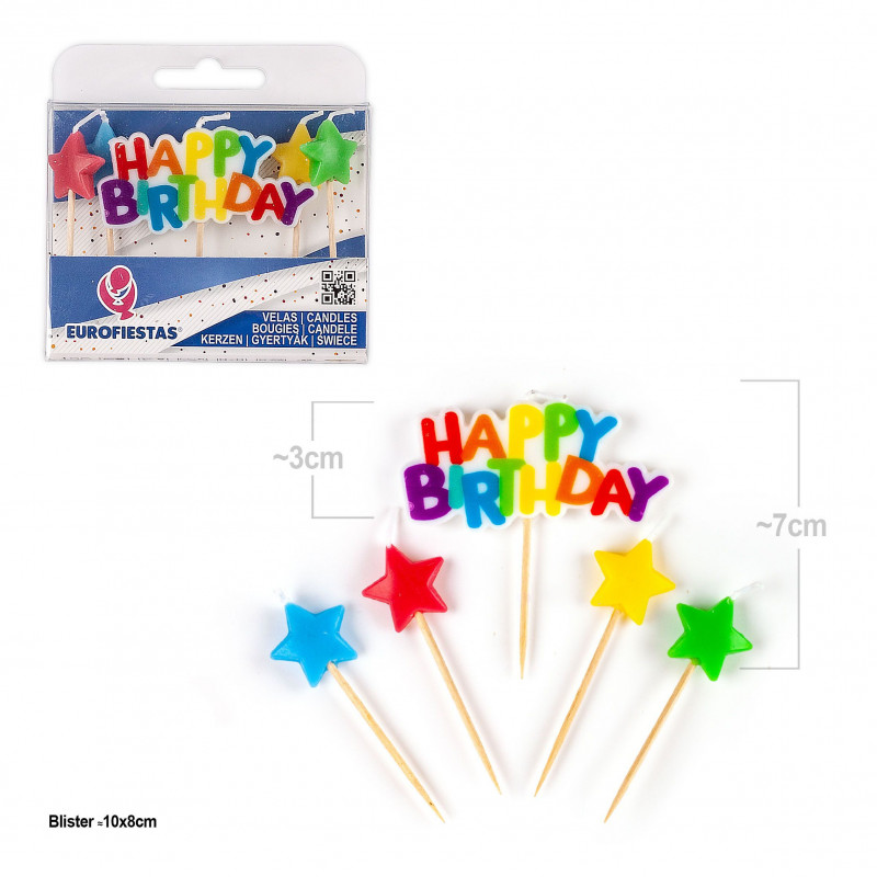 Bougies bloque joyeux anniversaire étoiles couleurs
