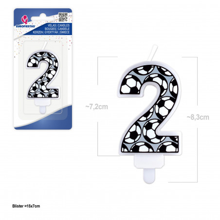 Bougie d'Anniversaire Numéro 2 avec Design Football