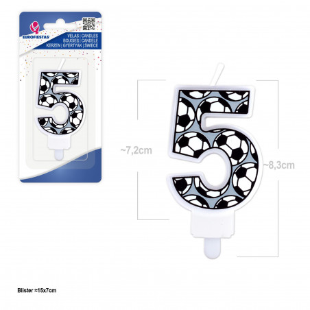 Bougie d'Anniversaire Numéro 5 Design de Football Idéal pour Gâteaux de Football