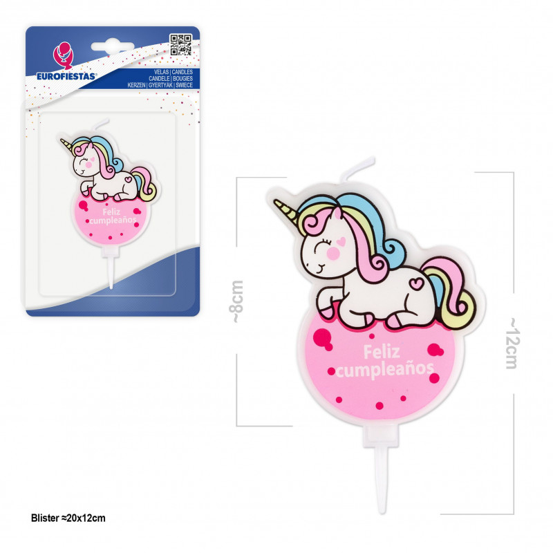 Bougie licorne joyeux anniversaire sur cercle