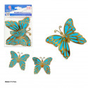 Papillons 6 ailes bleu or métallisé