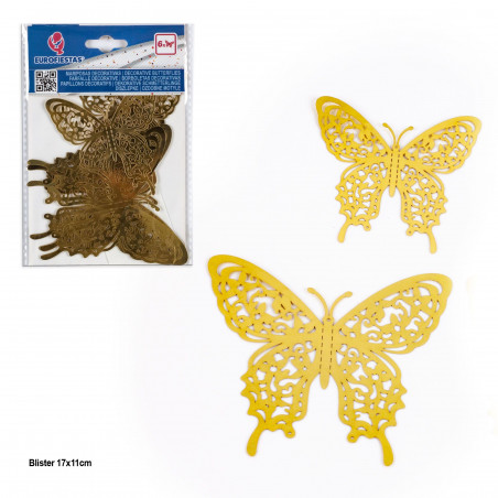 Papillons métalliques dorés 6pcs
