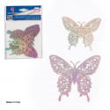 Papillons métallisés argent 6 pcs