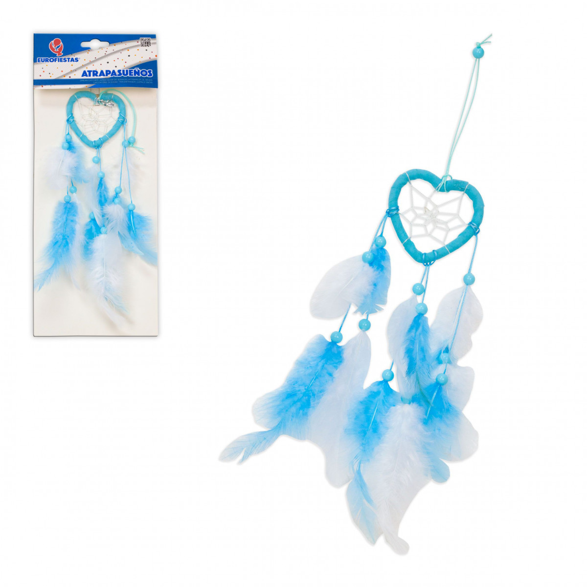Attrape-rêves cœur 24 cm couleurs assorties