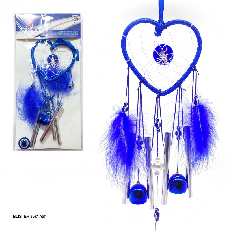 Attrape-rêves coeur 50cm bleu