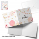 Carte de vœux carrée aquarelle et paillettes dorées joyeux anniversaire.