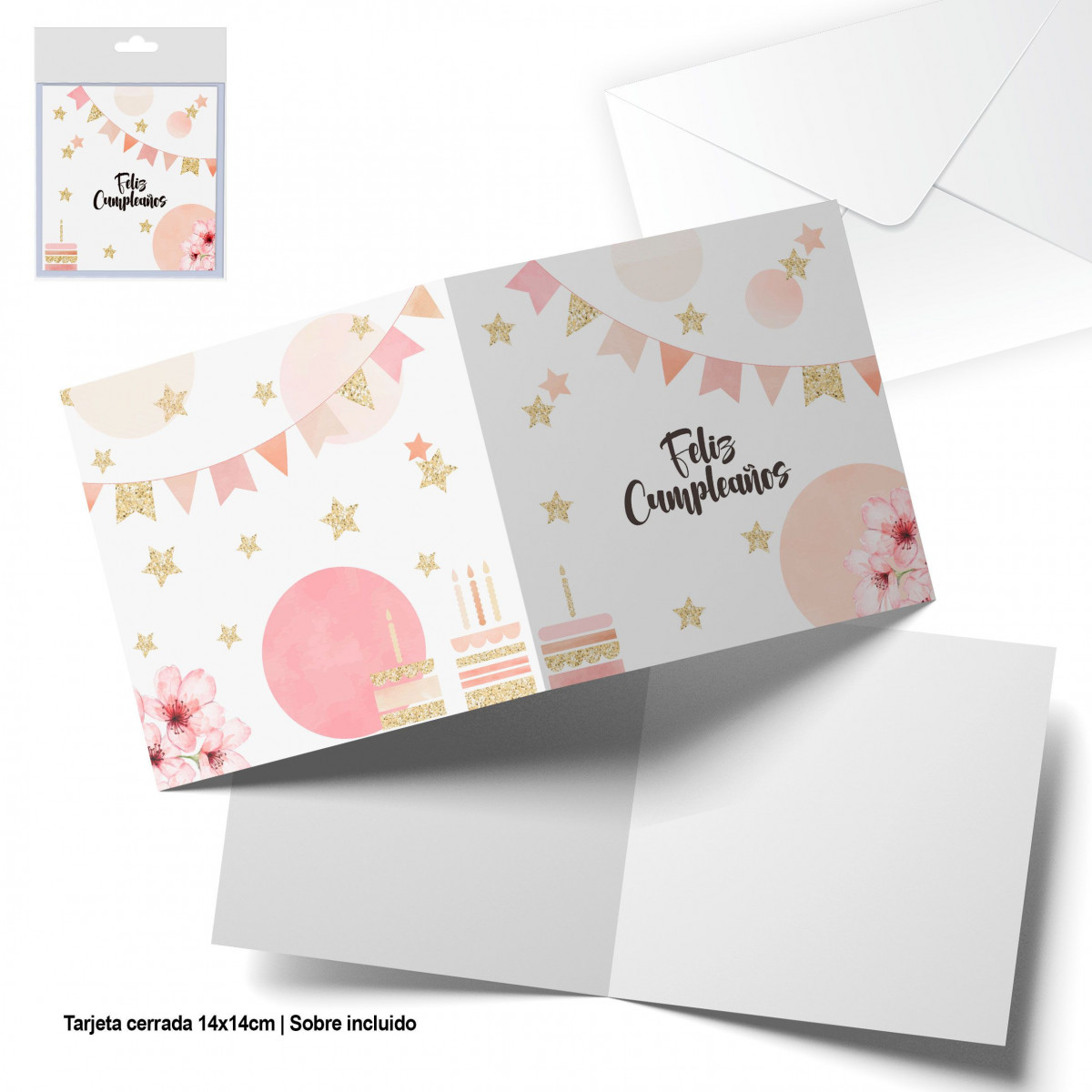Carte De Voeux Carrée Aquarelle Et Paillettes Dorées Joyeux Anniversaire