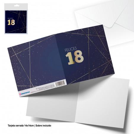 Carte de félicitations carrée bleu marine et or joyeux 18.
