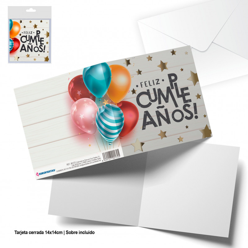 Carte d'anniversaire avec enveloppe - Design coloré et festif
