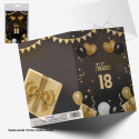 Carte de vœux Joyeux 18 avec enveloppe Design élégant en noir et doré