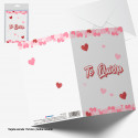 Carte de vœux blanche avec des cœurs rouges pailletés Je t'aime