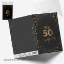 Carte de vœux noire éclats d'or joyeux anniversaire 50