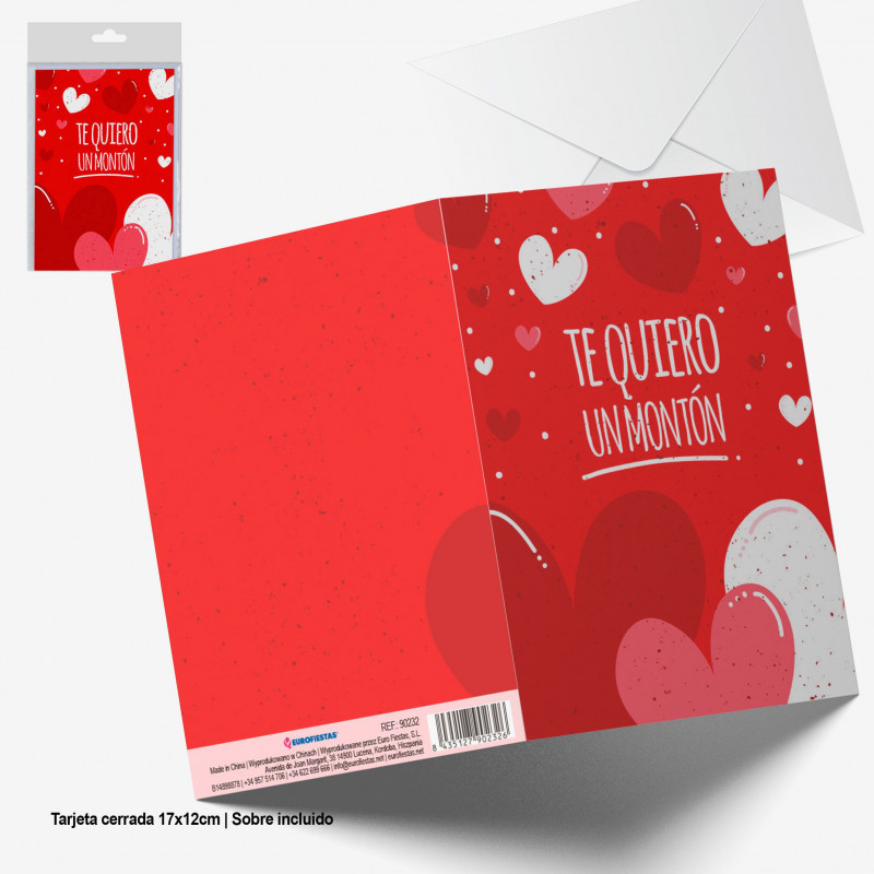 Carte de vœux rouge cœurs je t'aime beaucoup.
