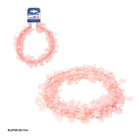 Bande décorative rigide étoiles 5m rose