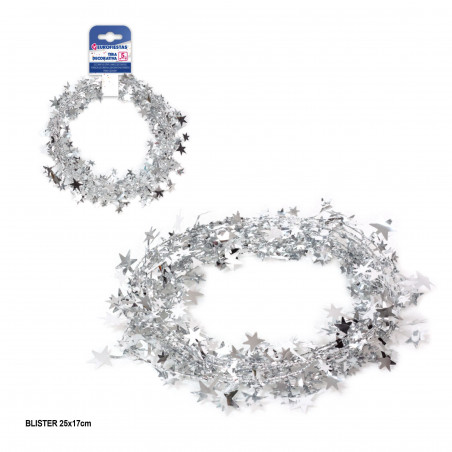 Bande décorative rigide étoiles 5m argent