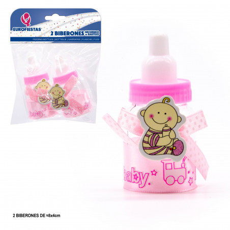 Biberon bébé assis rose