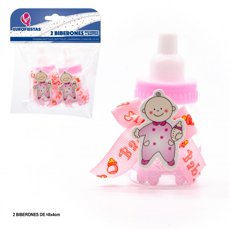 Biberon bébé debout rose