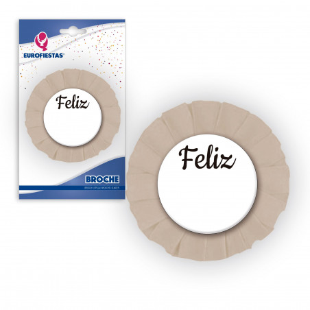 Broche beige heureux