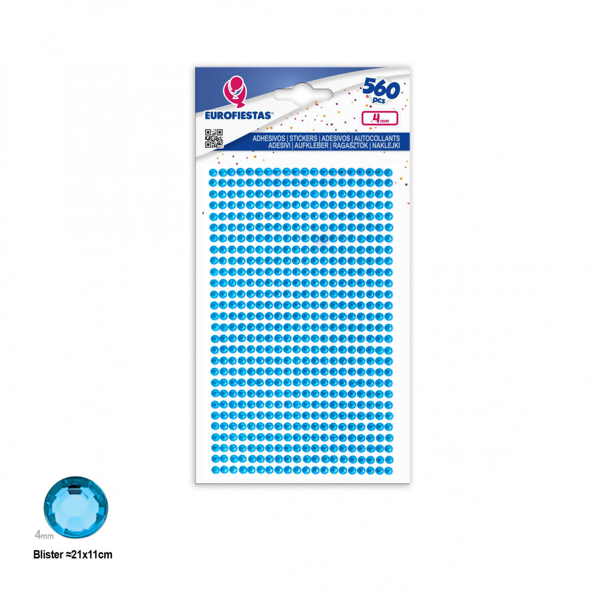 560 petits diamants adhésifs bleu argent