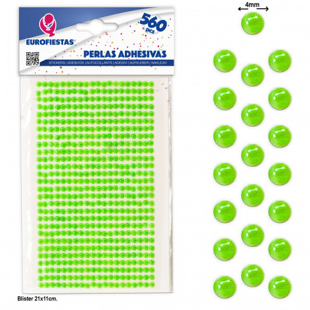 Perles adhésives vertes pour décoration, paquet de 560 unités