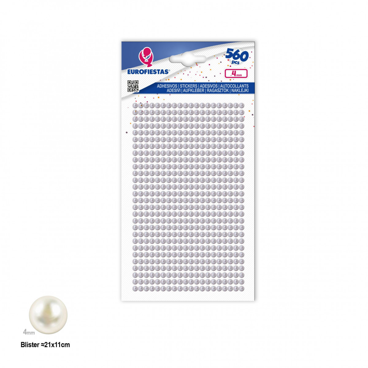 Perles adhésives blanches pour les loisirs créatifs, pack de 560 unités