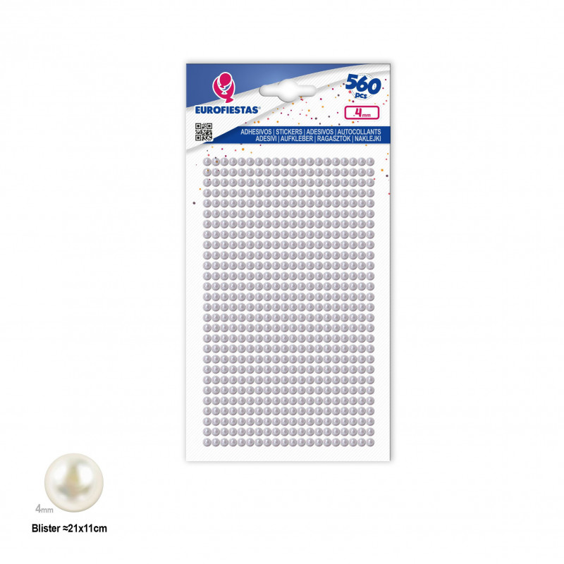 Perles adhésives blanches pour les loisirs créatifs, pack de 560 unités
