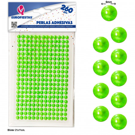 Perles adhésives vertes pour décoration, pack de 260 unités