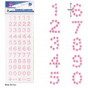 Numéros autocollants rose pour les loisirs créatifs, pack de 55 unités