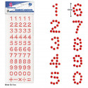 Numéros adhésifs rouges pour décoration, pack de 55 unités