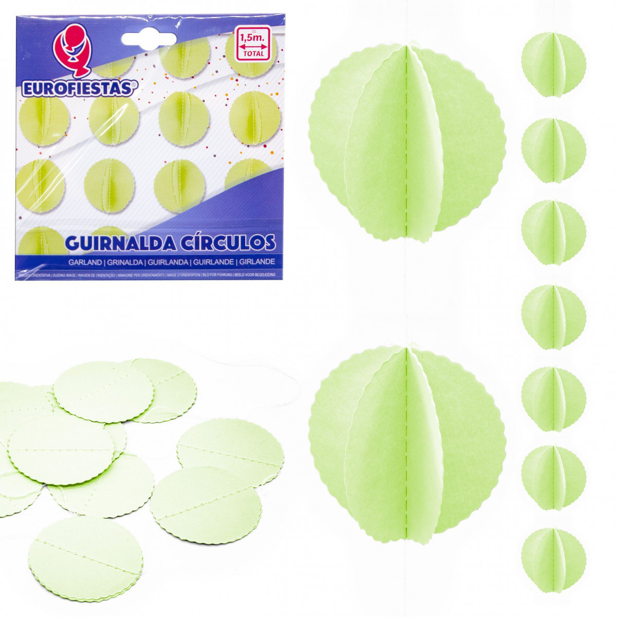 Guirlande de cercles de papier vert