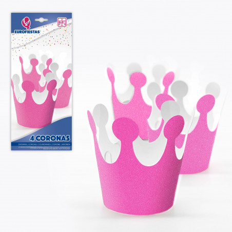 Set de 4 couronnes roses brillantes pour les fêtes, un complément amusant et original