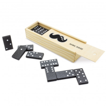 Dominos classiques dans une boîte en bois personnalisée pour un cadeau