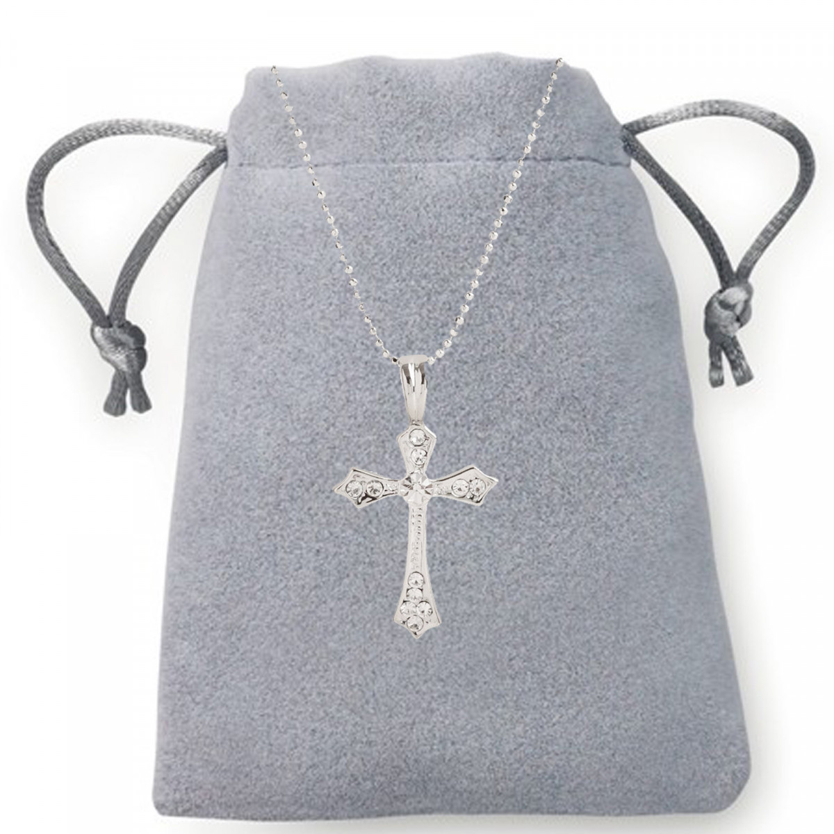 Collier croix couleur argent pour confirmation