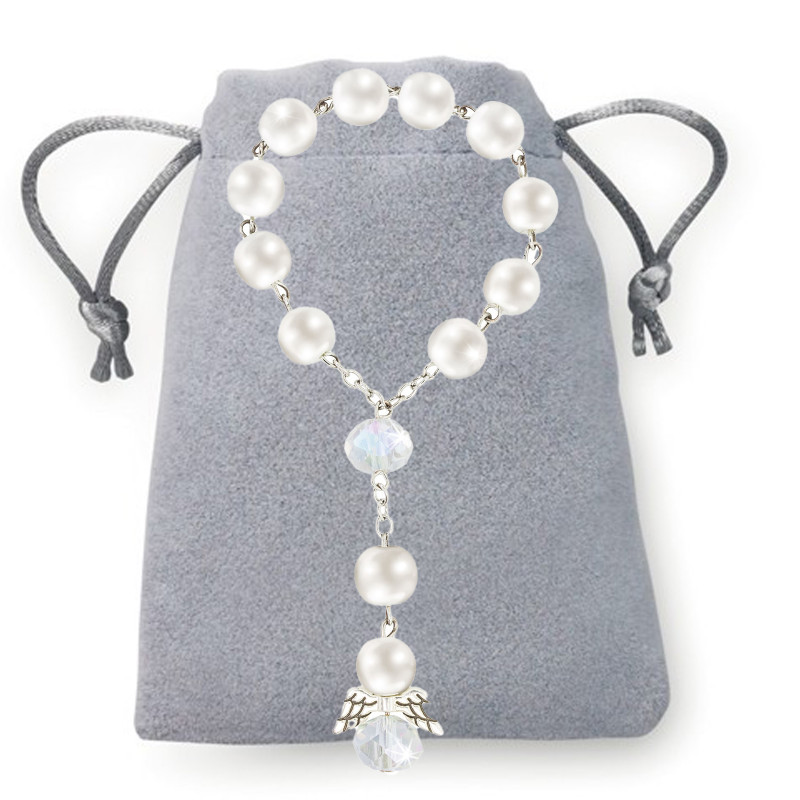 Chapelet de perles blanches pour les cadeaux de confirmation