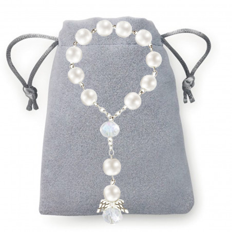 Chapelet de perles blanches pour cadeaux de confirmation