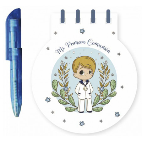 Carnet avec stylo pour la communion des garçons