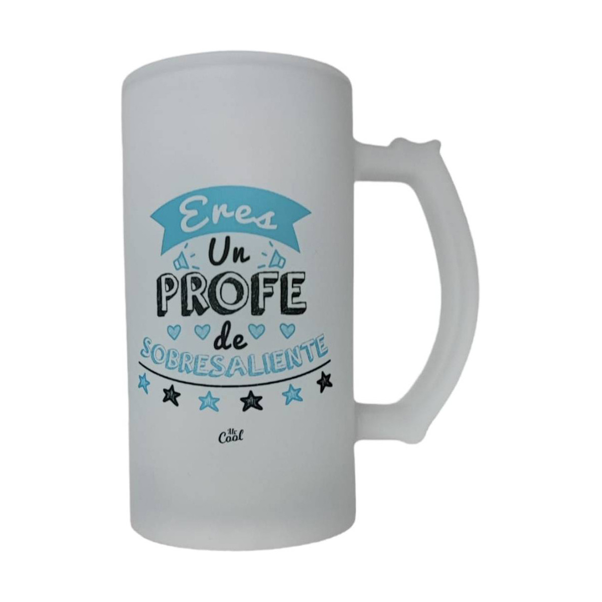 Chope à bière personnalisée avec phrase à offrir aux professeurs