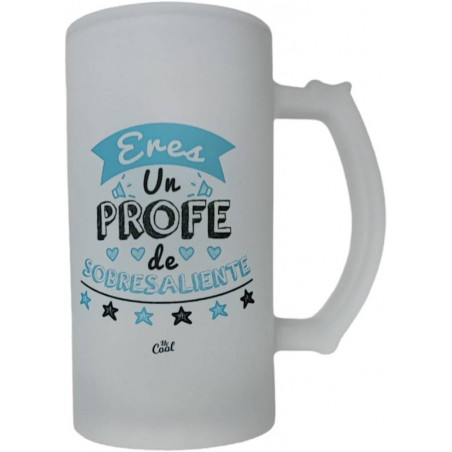 Chope à bière personnalisée avec phrase à offrir aux professeurs