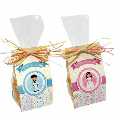 Chuches de communion dans un sac en cellophane décoré