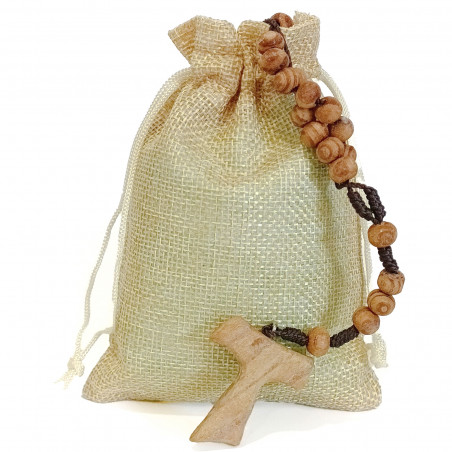 Bracelet chapelet en bois dans un sachet rustique