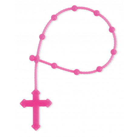 Bracelet chapelet rose avec carte de communion avec dédicace