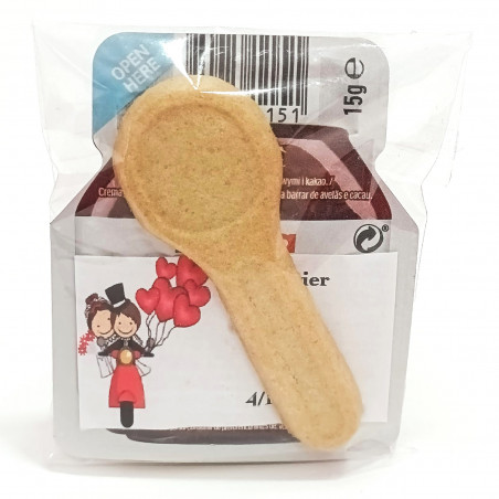 Boule de Nutella individuelle avec biscuit et autocollant de mariage personnalisé