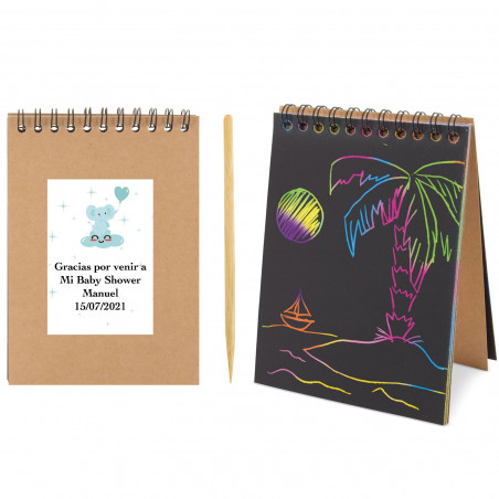 Carnet de grattage avec autocollant pour le baptême d'un garçon
