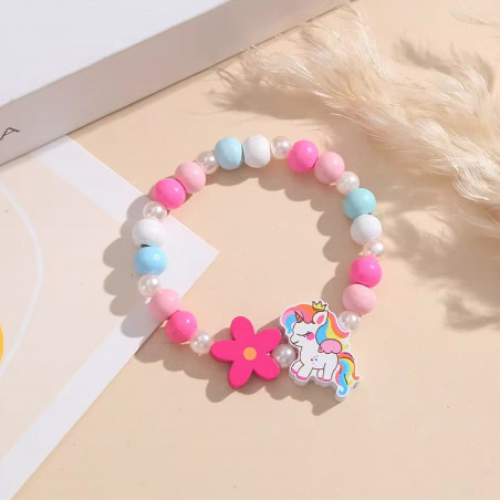 Bracelet licorne pour fille avec des perles colorées