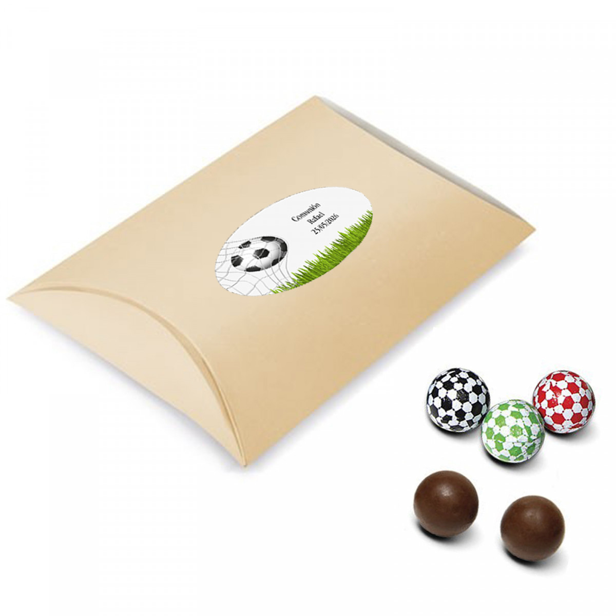Boîte de chocolats personnalisée fourrée d'un ballon de football