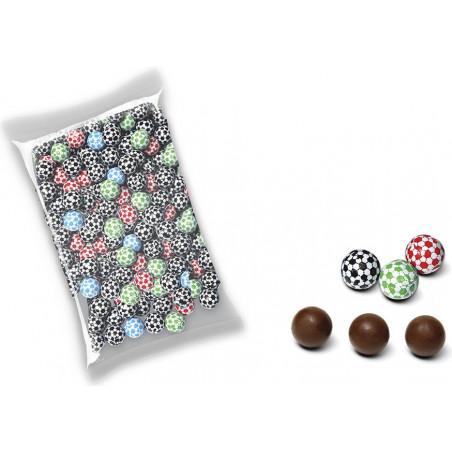 Boules de chocolat fourrées présentées dans une boîte en carton personnalisée
