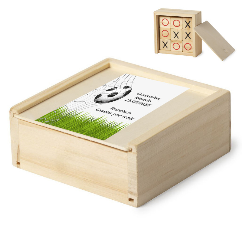 Morpion en bois personnalisé avec autocollant de football