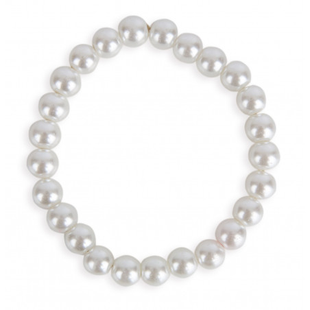 Bracelet en perles blanches avec épingle en forme d étoile et sac en daim